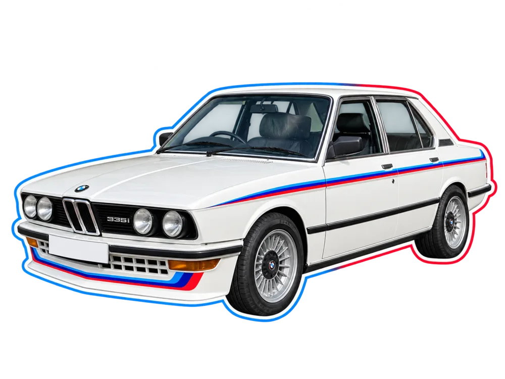 White BMW 535i sports saloon viewed from the front three-quarter angle