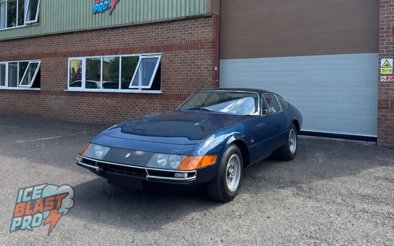 Ferrari 365 GTB/4 Daytona outside the IceBlastPro workshop