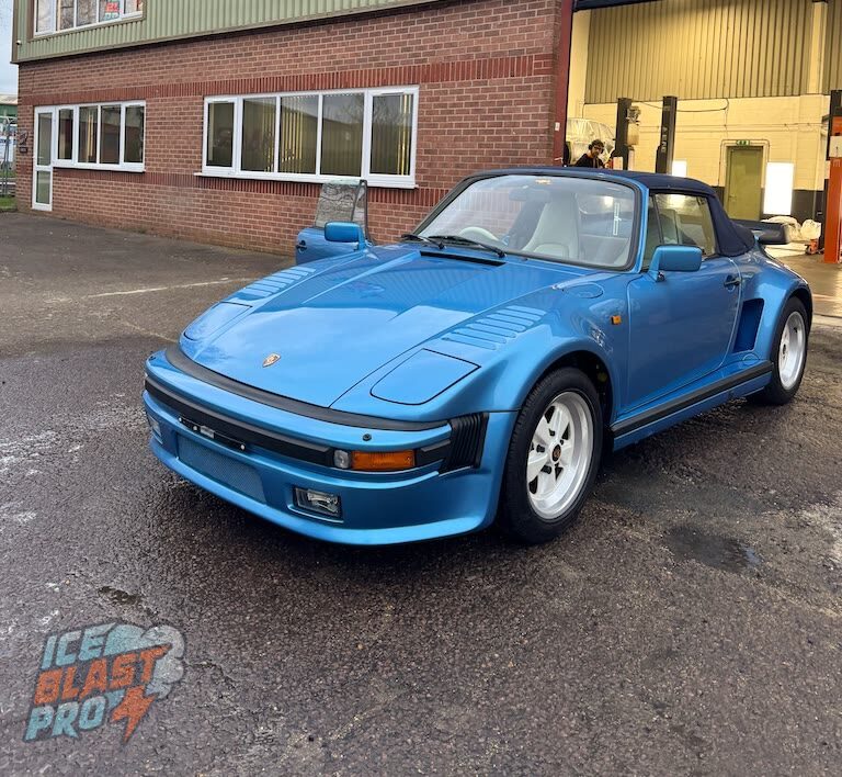 Porsche 911 Slantnose outside the IceBlastPro workshop