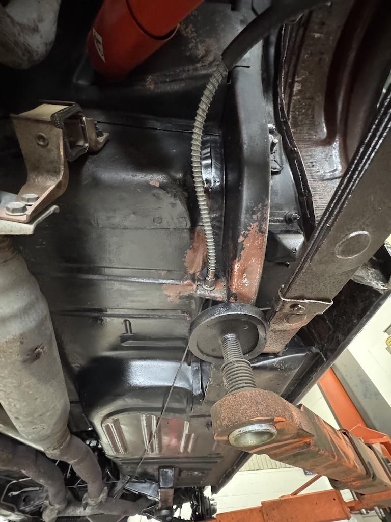 Body pans the same – Original factory black had failed in patches across the floor – red oxide visible everywhere paint had thinned to nothing.