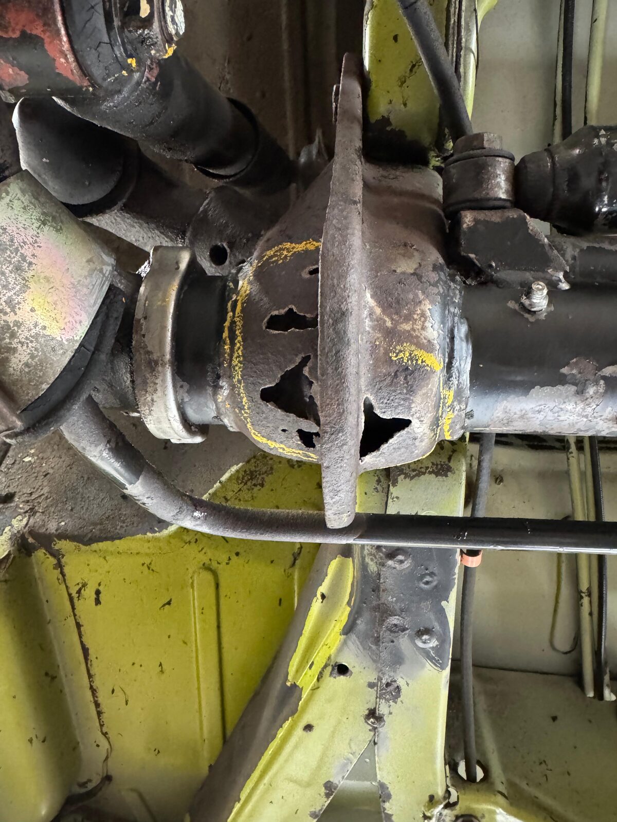 A second hole found – Another perforation nearby, exactly the kind of hidden damage that blasting and treatment alone cannot fix – it needs cutting out and welding.